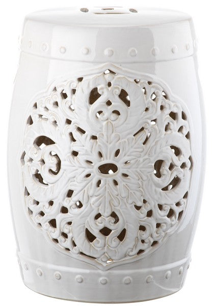 Safavieh Flora Garden Stool White Ceramic ACS4527A 683726317449