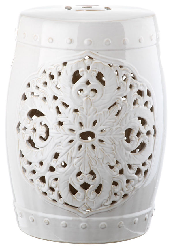 Safavieh Flora Garden Stool White Ceramic ACS4527A 683726317449