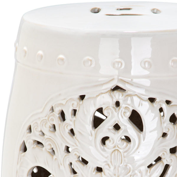 Safavieh Flora Garden Stool Cream Ceramic ACS4527B 683726317456