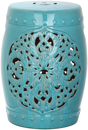 Safavieh Flora Garden Stool Blue Ceramic ACS4527C 683726317463