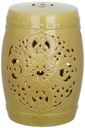 Safavieh Flora Garden Stool Spring Green Ceramic ACS4527E 683726318101