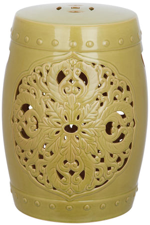 Safavieh Flora Garden Stool Spring Green Ceramic ACS4527E 683726318101