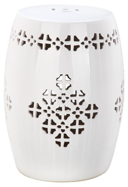Safavieh Quatrefoil Garden Stool White Ceramic ACS4535A 683726322771