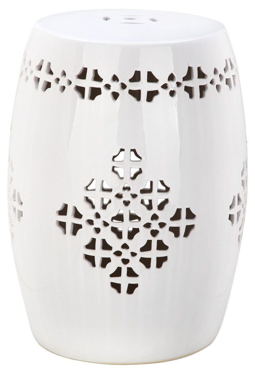Safavieh Quatrefoil Garden Stool White Ceramic ACS4535A 683726322771