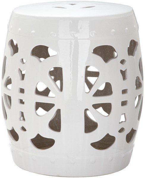Safavieh Stencil Blossom Garden Stool White Ceramic ACS4536A 683726323020