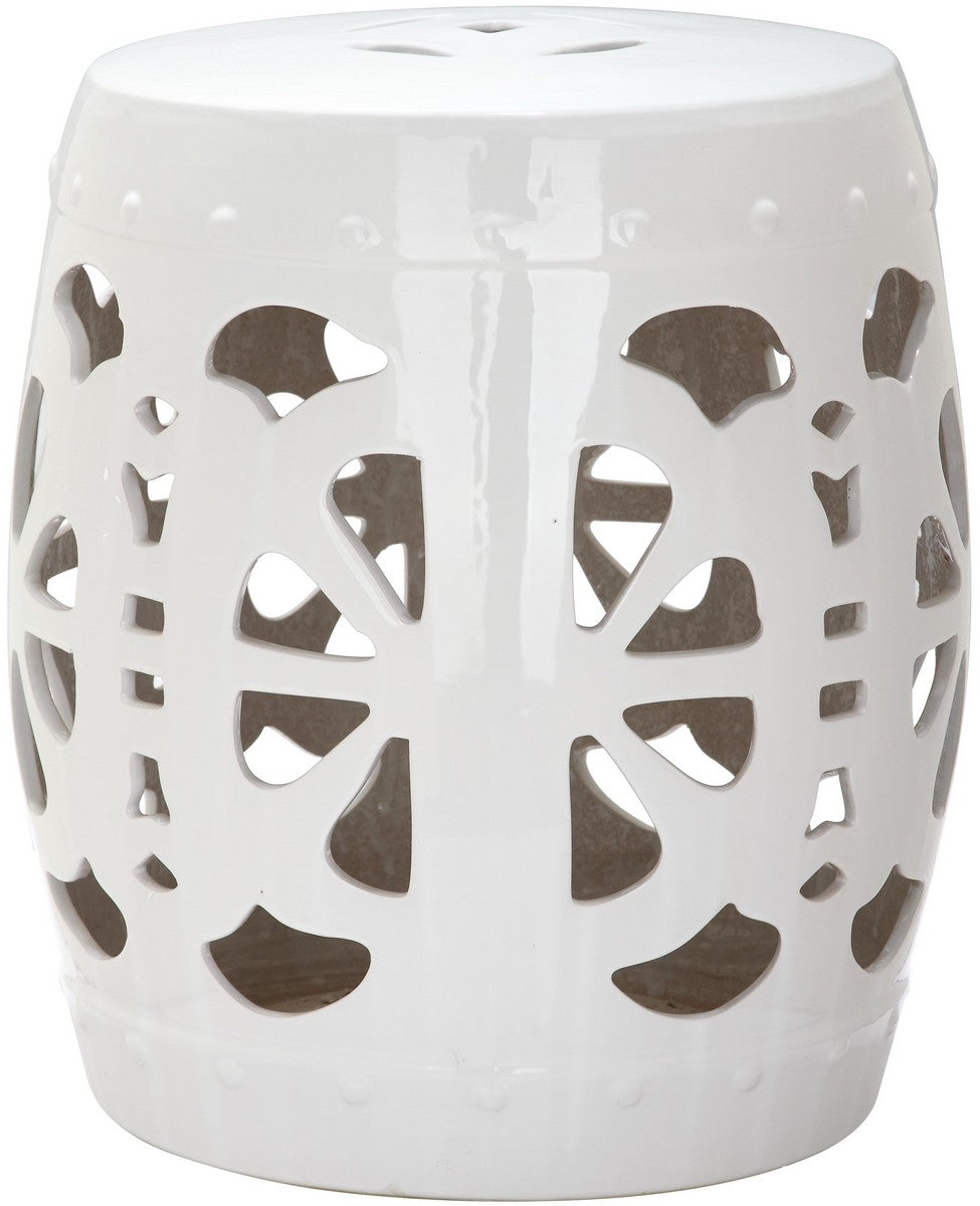Safavieh Stencil Blossom Garden Stool White Ceramic ACS4536A 683726323020