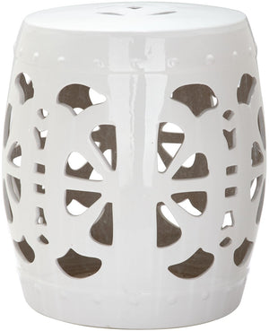 Safavieh Stencil Blossom Garden Stool White Ceramic ACS4536A 683726323020