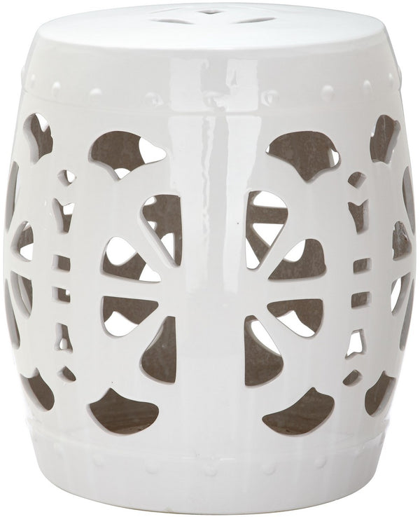 Safavieh Stencil Blossom Garden Stool White Ceramic ACS4536A 683726323020