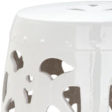 Safavieh Stencil Blossom Garden Stool White Ceramic ACS4536A 683726323020