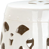 Safavieh Stencil Blossom Garden Stool Cream Ceramic ACS4536B 683726323037