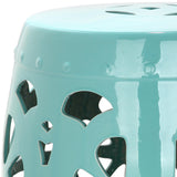 Safavieh Stencil Blossom Garden Stool Light Blue Ceramic ACS4536C 683726323044