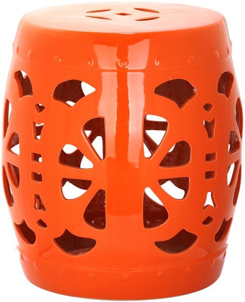 Safavieh Stencil Blossom Garden Stool Orange Ceramic ACS4536D 683726323082