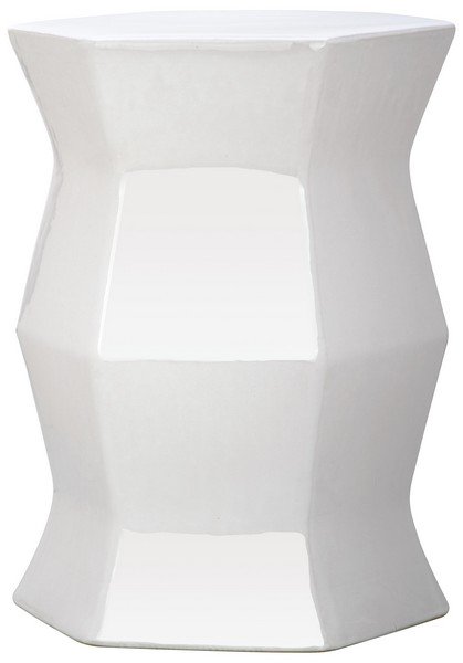 Safavieh Garden Stool Modern Hexagon White Ceramic ACS4542A 683726326090