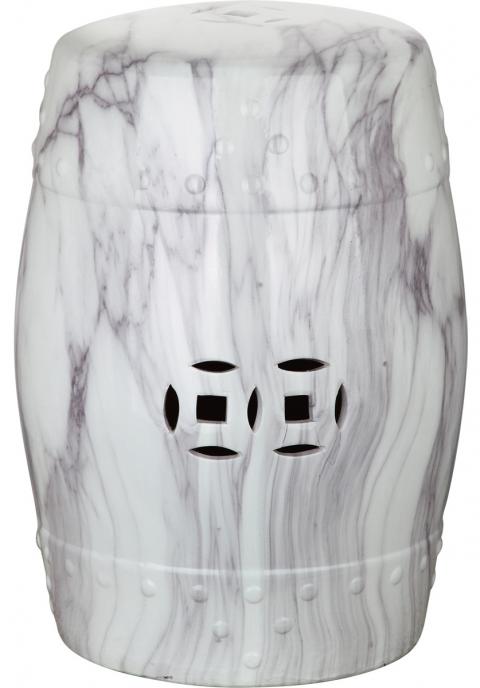 Safavieh Jade Garden Stool Swirl White and Black Ceramic ACS4551A 683726665021