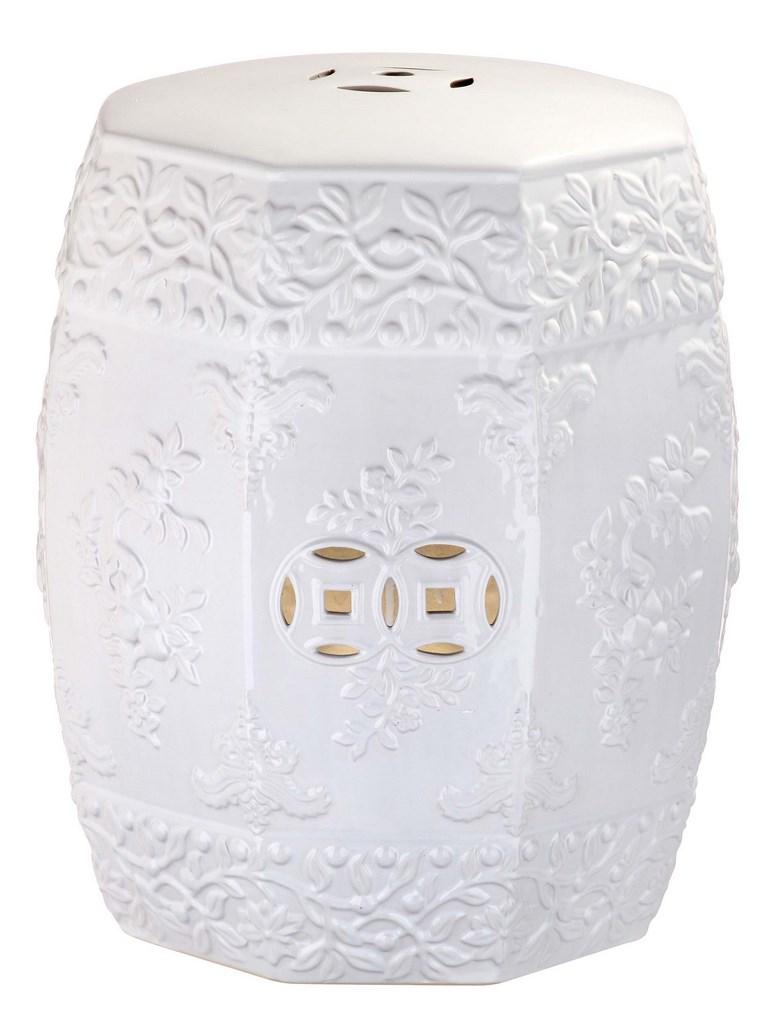 Safavieh Zen Ren Garden Stool White Ceramic ACS4559A 889048207967