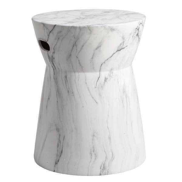 Safavieh Balboa Marble Garden Stool White Black Marble Ceramic ACS4569A