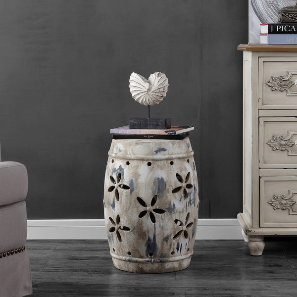 Safavieh Ilia Garden Stool in Antiqued Cream ACS4589A