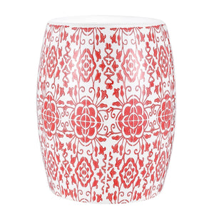 Sebryna Garden Stool - Striking Moroccan Tile Motif in Ceramic, Perfect for Modern Outdoor Décor