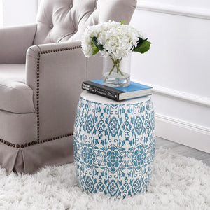 Sebryna Garden Stool - Striking Moroccan Tile Motif in Ceramic, Perfect for Modern Outdoor Décor