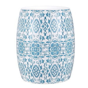 Sebryna Garden Stool - Striking Moroccan Tile Motif in Ceramic, Perfect for Modern Outdoor Décor