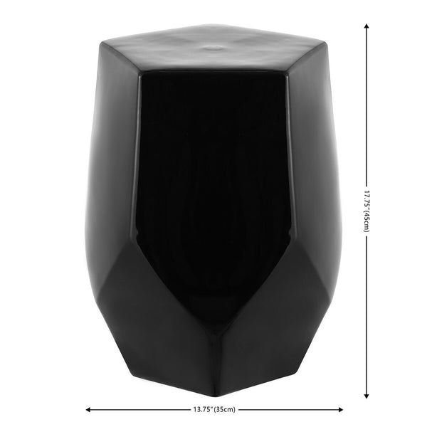 Safavieh Cleonia, 17.75 Inch, Black, Ceramic Garden Stool​ Black Ceramic ACS4596B