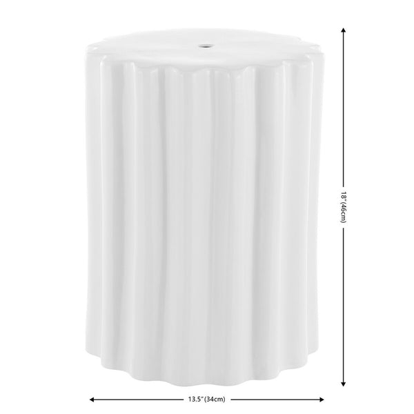Safavieh Tulett, 18 Inch, White, Ceramic Garden Stool​ White Ceramic ACS4600A