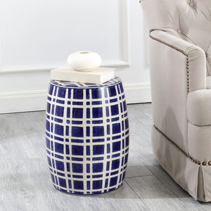 Safavieh Eytan, 18.25 Inch, Navy/White, Ceramic Garden Stool ​ Navy / White Ceramic ACS4602A