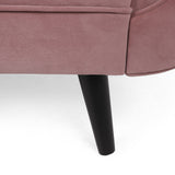 Calvert Contemporary Velvet Chaise Lounge with Scroll Arms, Light Blush and Dark Brown Noble House