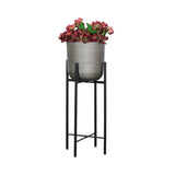 Sagebrook Home Contemporary Set of 3 -  Metal Planters On Stand 40/30/20"h, Silver/blk 14630-02 Silver Metal