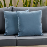 Noble House Laight Outdoor Modern Square Water Resistant Fabric Pillow (Set of 2), Dusty Blue