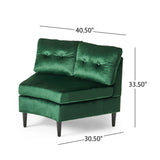 Noble House Jazmine Glam Velvet Modular 2 Seater Sectional, Emerald