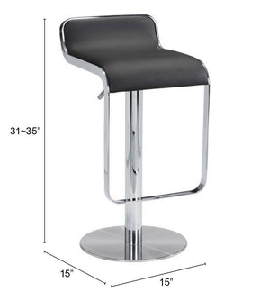 Zuo Modern Equino 100% Polyurethane, Plywood, Steel Modern Commercial Grade Barstool Black, Chrome 100% Polyurethane, Plywood, Steel