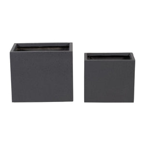 Sagebrook Home Contemporary Resin, Set of 2 -  16/20"d Nested Square Planters, Dk. Gra 16858-02 Gray Polyresin