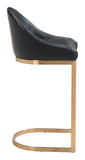 Zuo Modern Scott 100% Polyurethane, Plywood, Steel Modern Commercial Grade Barstool Black, Gold 100% Polyurethane, Plywood, Steel