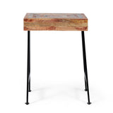 McMullen Handcrafted Boho Mango Wood End Table, Natural and Black Noble House