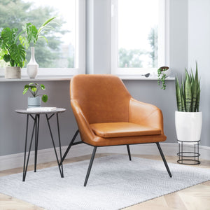 Zuo Modern Manuel 100% Polyurethane, Plywood, Steel Modern Commercial Grade Accent Chair Tan, Black 100% Polyurethane, Plywood, Steel