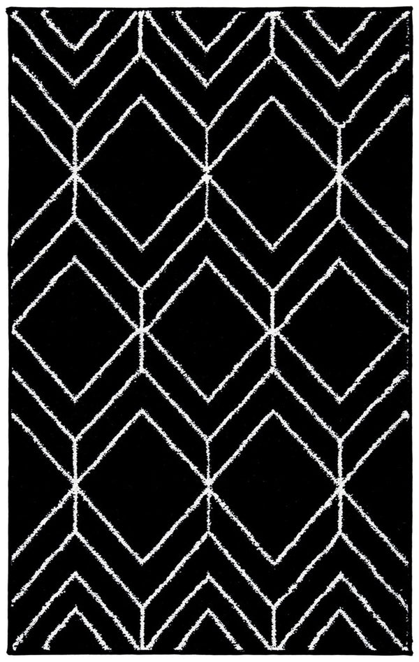 Adirondack 241 Contemporary Power Loomed Polypropylene Pile Rug Black / Ivory