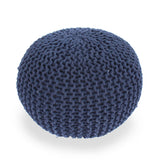 Moro Handcrafted Modern Cotton Pouf, Navy Noble House