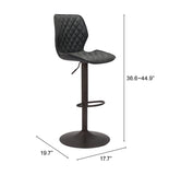 Zuo Modern Seth 100% Polyurethane, Plywood, Steel Modern Commercial Grade Barstool Vintage Black, Dark Bronze 100% Polyurethane, Plywood, Steel