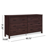 Noble House Olimont Contemporary 4 Piece Dresser and Nightstand Set, Walnut 