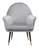 Zuo Modern Alexandria 100% Polyester, Plywood, Steel Modern Commercial Grade Accent Chair Gray, Black, Gold 100% Polyester, Plywood, Steel