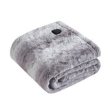 Beautyrest Zuri Casual 100% Polyester PV Fur to Plush Heated Wrap Grey 50x64'' BR54-2781