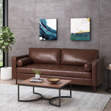 Malinta Contemporary Tufted 3 Seater Sofa, Dark Brown and Espresso Noble House