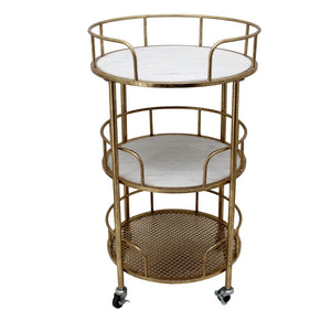 Sagebrook Home Glam Metal 3-tier Round Bar Cart, White/gold 14741-01 White Iron