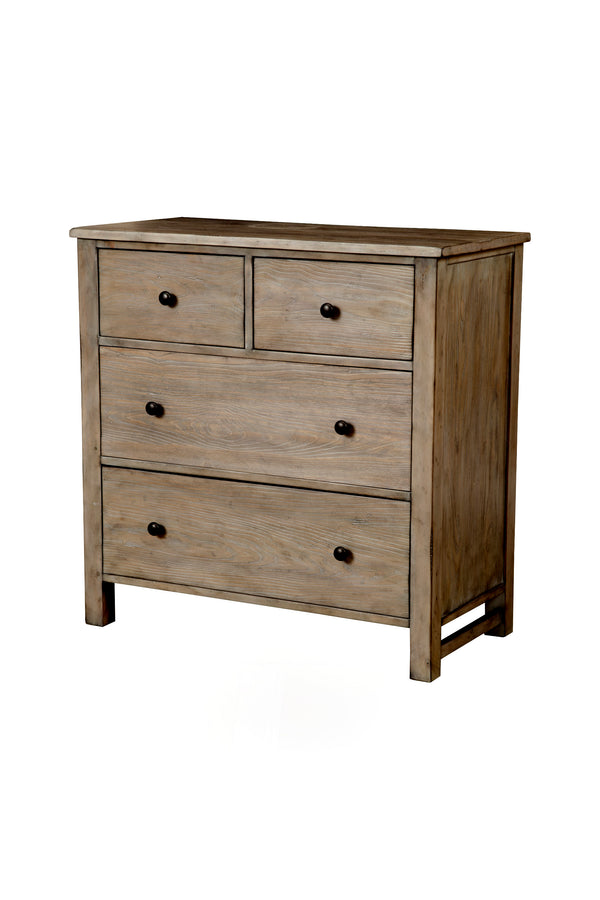 Classic 4 Drawer Chest in Natural Gray - Elegant Pine Antique Style with Felt Lined Drawers