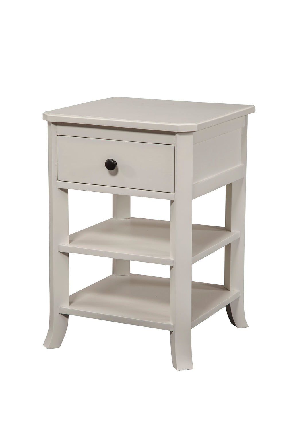 Alpine Furniture Baker 1 Drawer Nightstand w/2 Shelves, White 977-W-02 White Mahogany Solids & Veneer 18 x 18 x 26