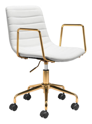 Zuo Modern Eric 100% Polyurethane, Plywood, Steel Modern Commercial Grade Office Chair White, Gold 100% Polyurethane, Plywood, Steel