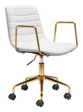 English Elm EE2715 100% Polyurethane, Plywood, Steel Modern Commercial Grade Office Chair White, Gold 100% Polyurethane, Plywood, Steel