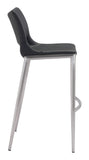 English Elm EE2648 100% Polyurethane, Plywood, Stainless Steel Modern Commercial Grade Bar Chair Set - Set of 2 Black, Silver 100% Polyurethane, Plywood, Stainless Steel