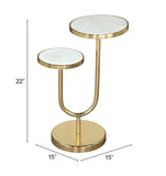 Zuo Modern Marc Marble, Iron Modern Commercial Grade Side Table White, Gold Marble, Iron